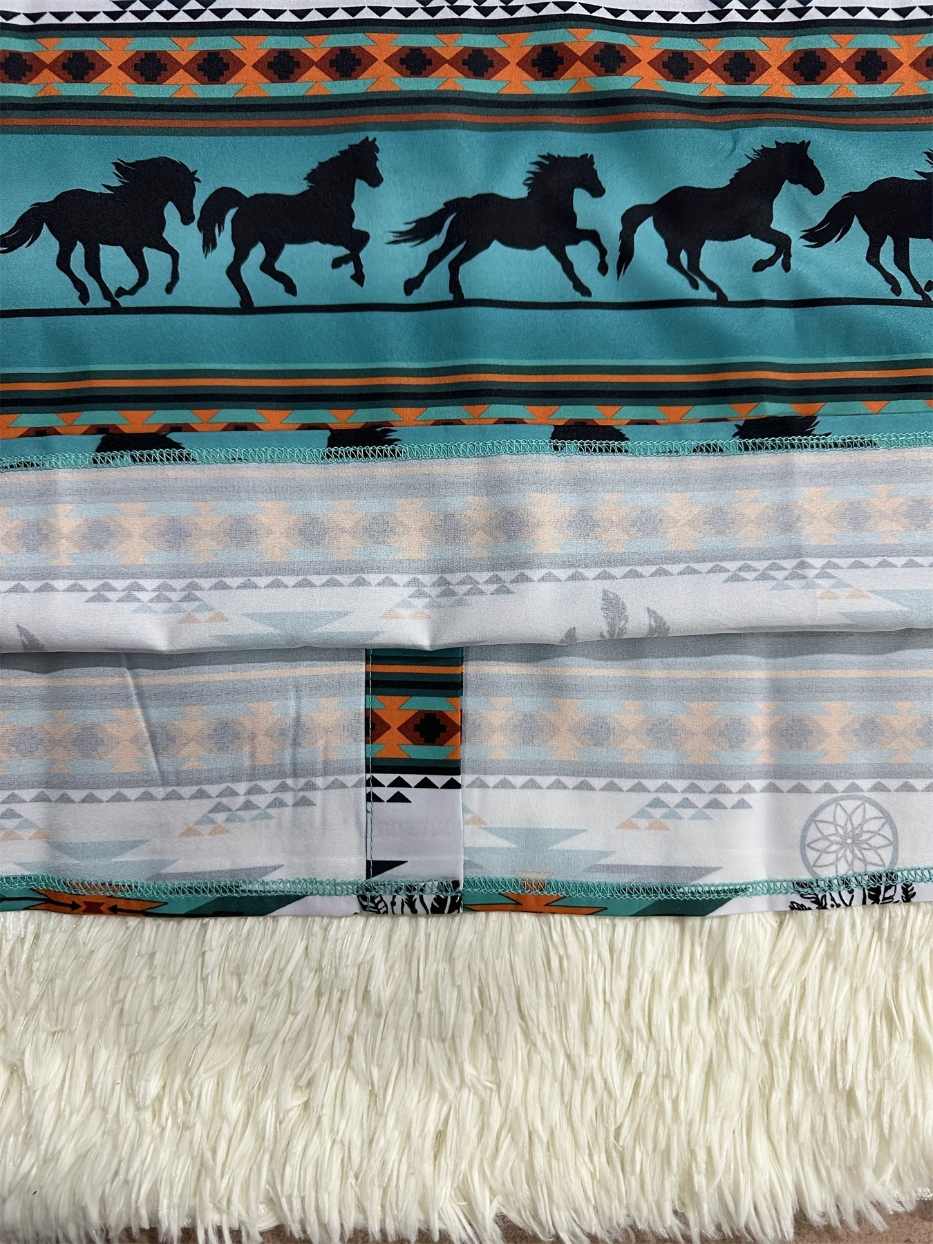  Geometric & Horse Print Button Up Western Style Blouse