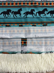  Geometric & Horse Print Button Up Western Style Blouse