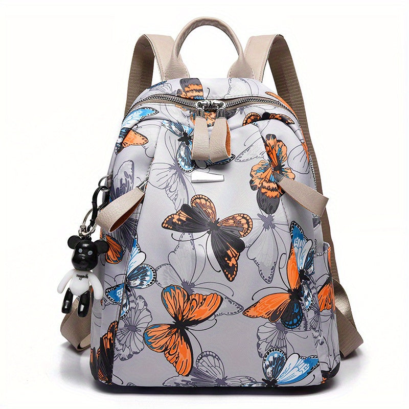 Butterfly Print Backpack Anti Theft Back To School Bag