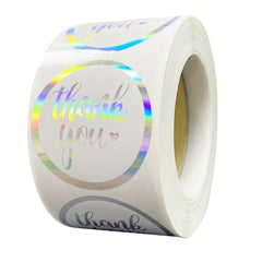 500pcs Rainbow Laser Thank You Stickers 2.54 cm for Gift Packaging Sealing