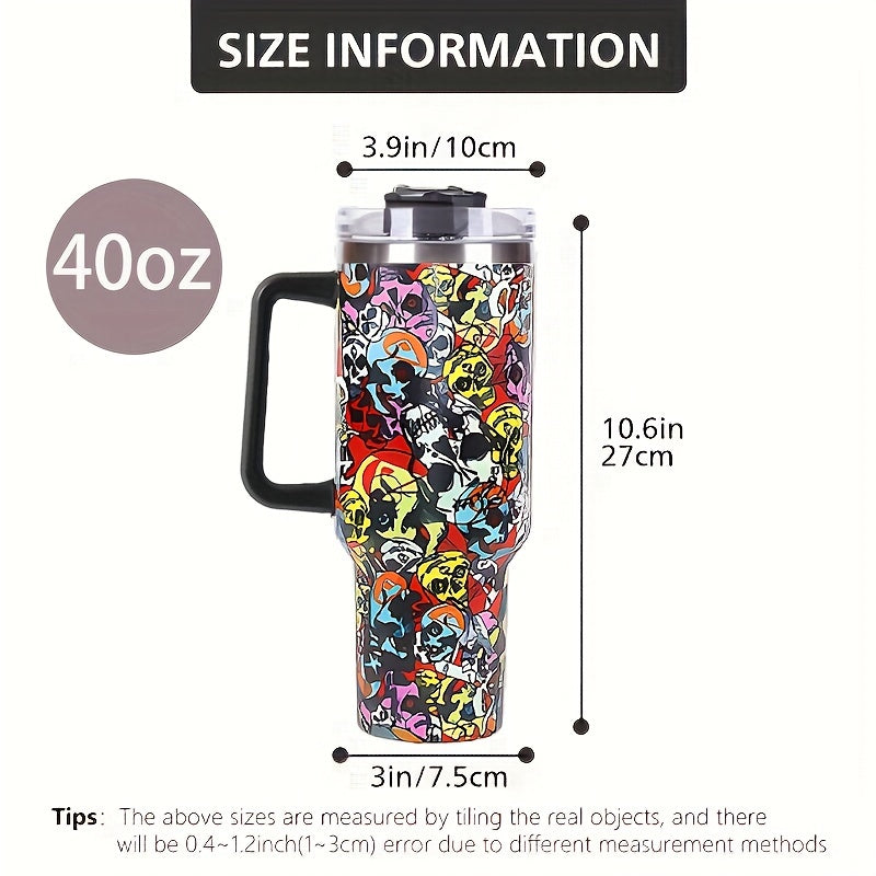 Aeyeele 40oz Skull Series Water Bottle Tumbler Insulated Stainless Steel