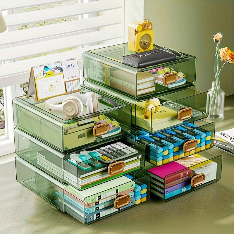 Stackable Desktop Storage Box for Cosmetic and Office Supplies