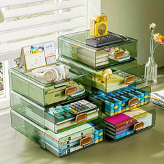 Stackable Desktop Storage Box for Cosmetic and Office Supplies