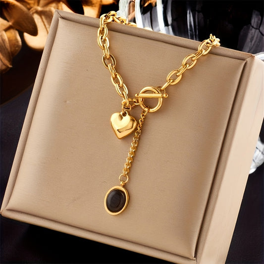 Heart Shape Golden Plating Necklace Retro Party Jewelry