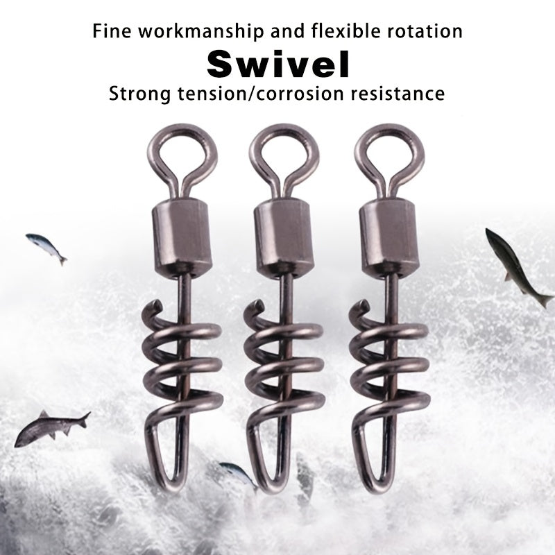 50pcs Fishing Barrel Swivels Stainless Steel Snaps for Saltwater Luring