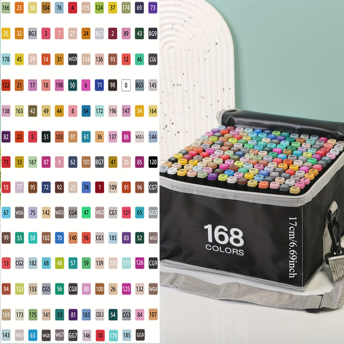 168 Dual Tip Alcohol Markers in Portable Case