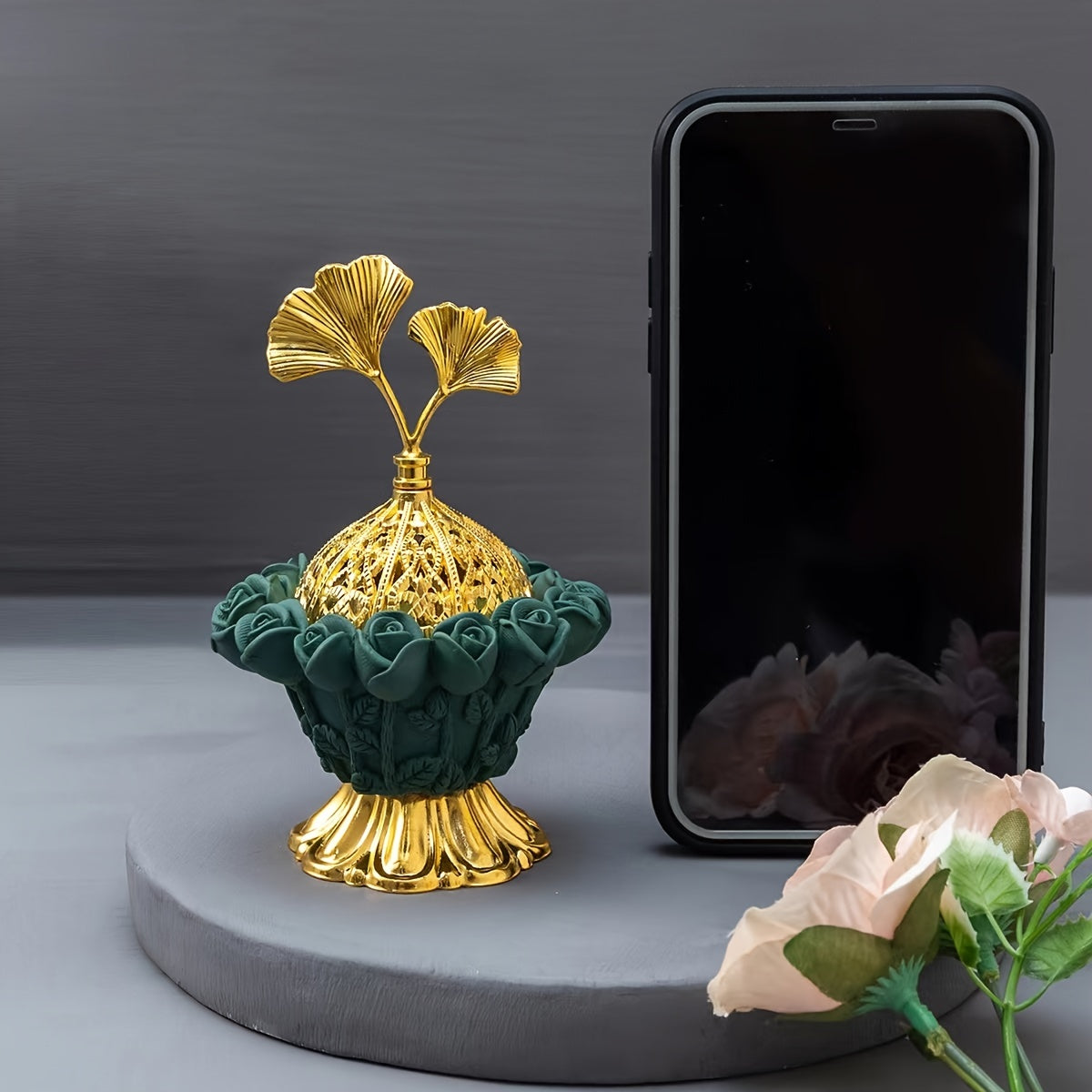 Rose Flower Resin Incense Burner - Middle Eastern Charm for Your Home