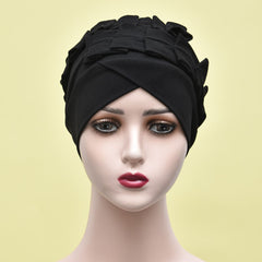 Solid Ruffles Turban Cap Head Wrap Chemo Cap Beanie