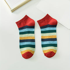 Rainbow Striped Socks Low Cut Sports Socks Women's Stockings