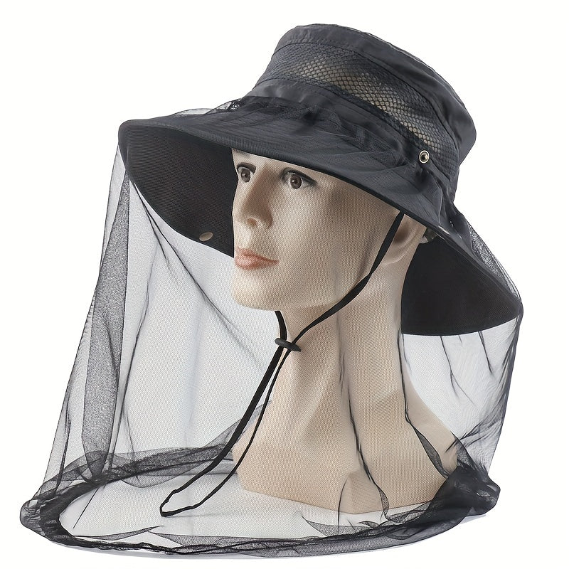 Summer Mesh Mosquito Bucket Hat For Outdoor Solid Unisex