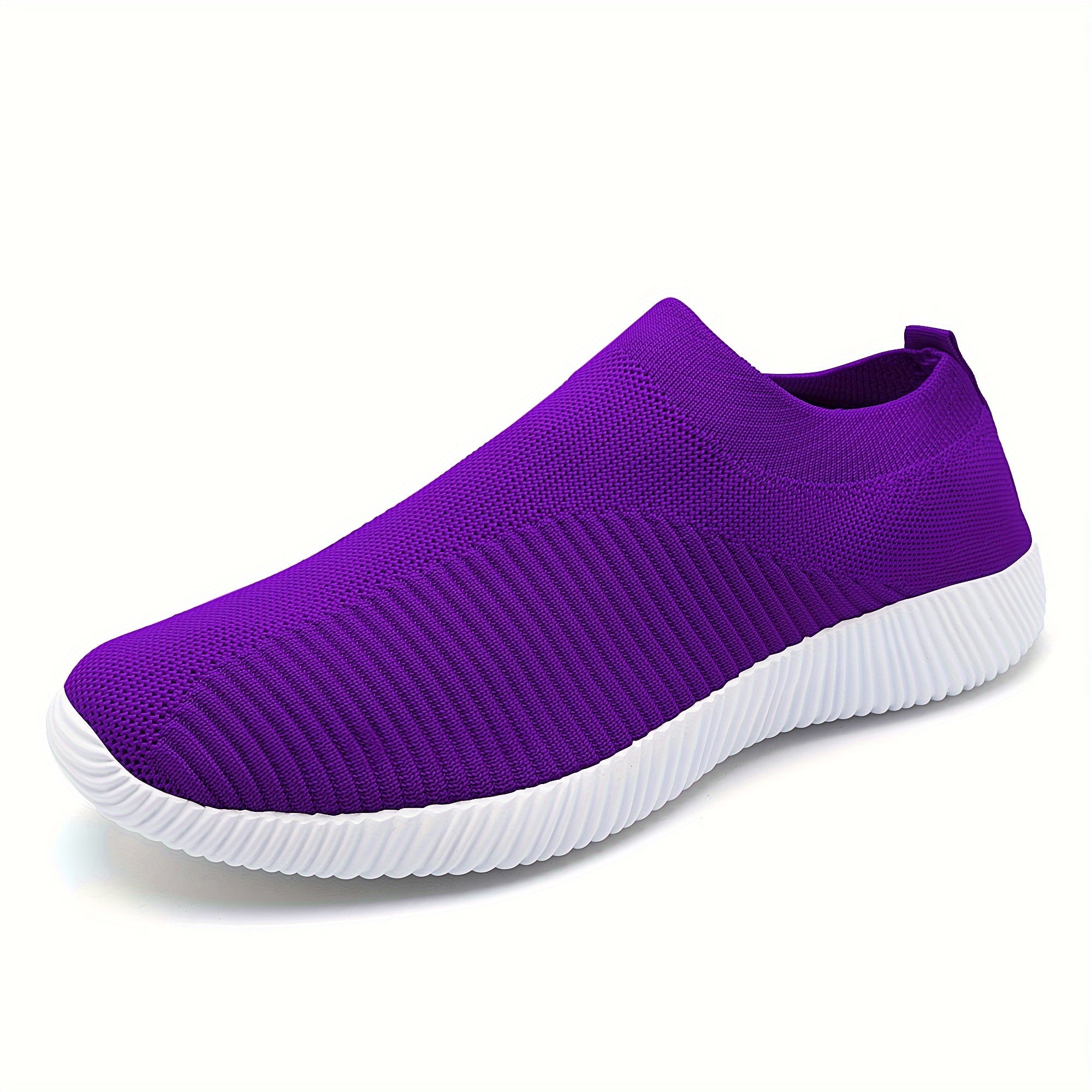 Solid Knitted Trail Walking Sneakers Lightweight Anti skid