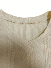  Long Sleeve V Neck Knit Dress