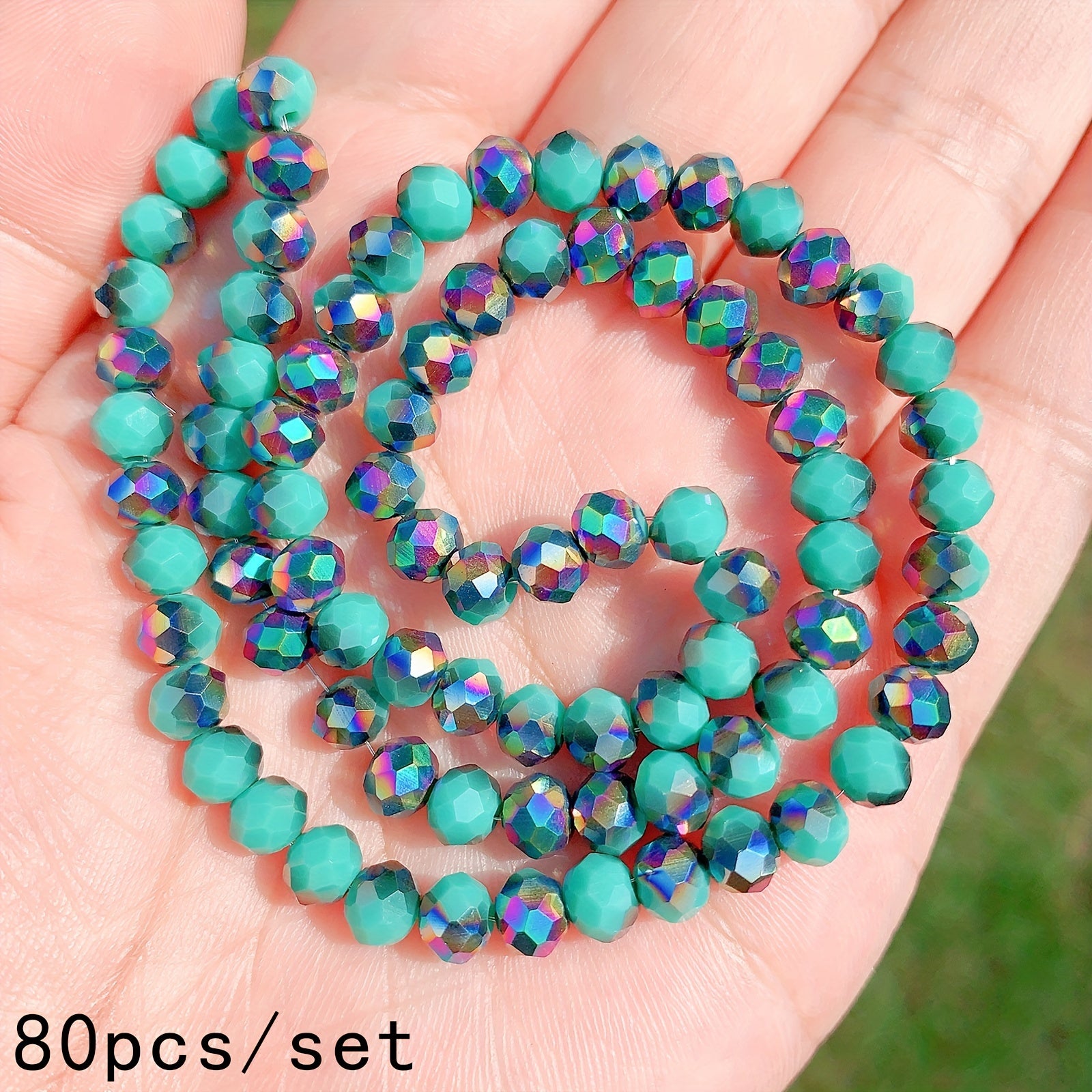 Green Crystal Faceted Colorful Glass Beads Loose Spacer Beads For Diy Bracelet