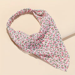 5pcs Floral Print Triangle Scarf Headband Elastic Turban Boho Bandana