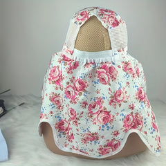 Flower Print Visor Wide Brim Sunscreen Ponytail Travel Beach Cap
