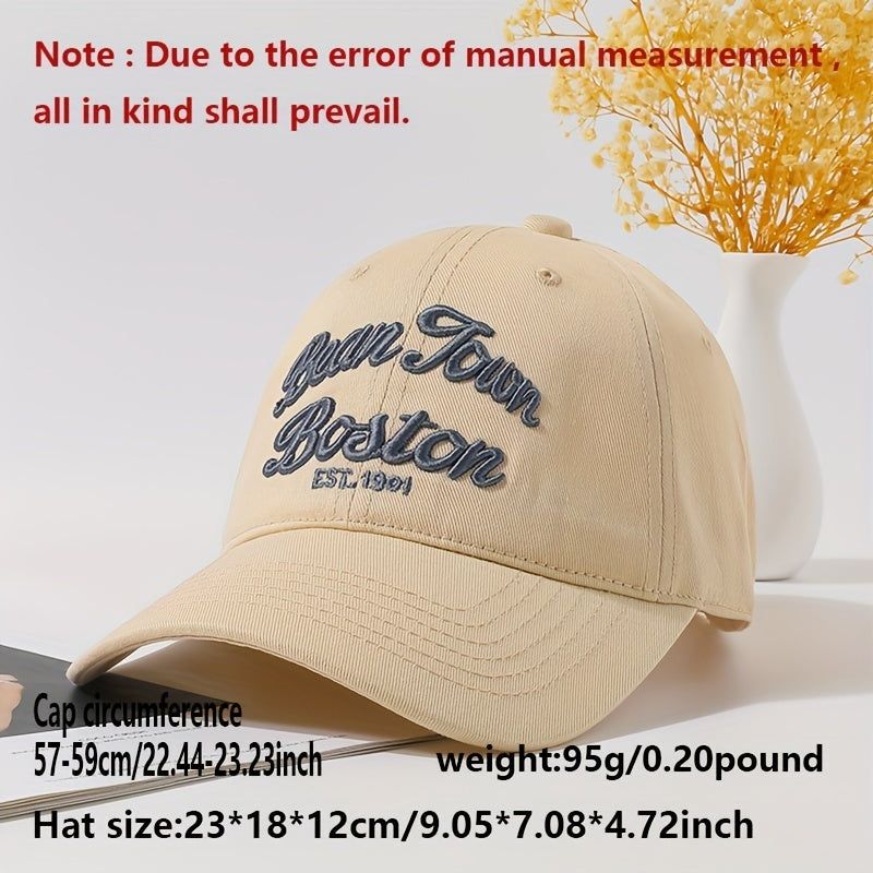 Boston Embroidery Vintage Baseball Cap Unisex Solid Outdoor Golf Sun Hat