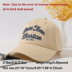 Boston Embroidery Vintage Baseball Cap Unisex Solid Outdoor Golf Sun Hat