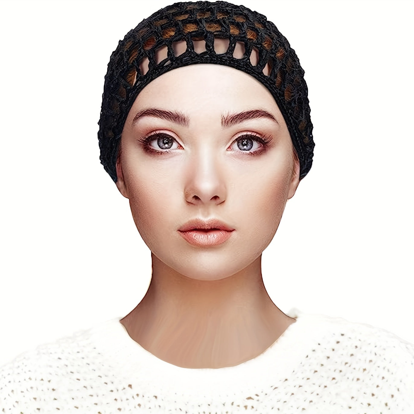 Crochet Hair Net Knitted Snode Hat Women's Hollow Out Headwear