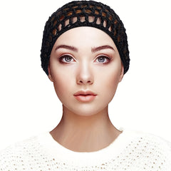 Crochet Hair Net Knitted Snode Hat Women's Hollow Out Headwear