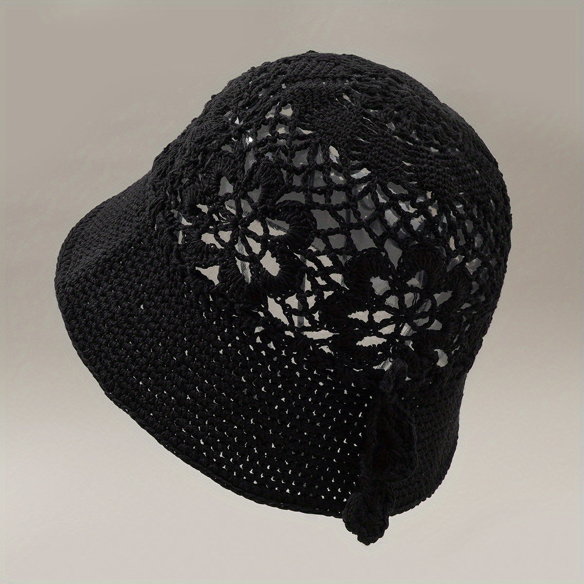 Hollow Flower Bucket Hat Crochet Breathable Sun Hat for Women