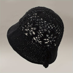 Hollow Flower Bucket Hat Crochet Breathable Sun Hat for Women