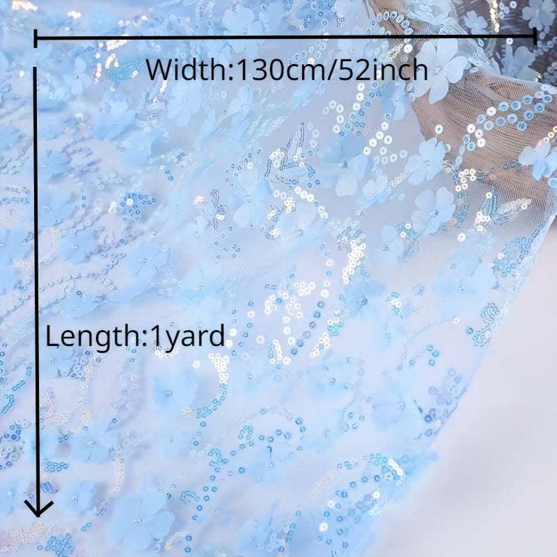 1yard 3D Flower Tulle Fabric Wedding Sewing For Decor Clothes Crafts