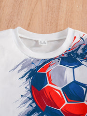 Boys Soccer T Shirt & Shorts Set Comfortable Top And Pants for Kids