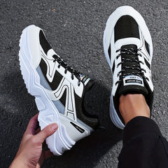 Solid Mesh Lace Up Casual Dad Shoes Unisex Outdoor Running Shoes