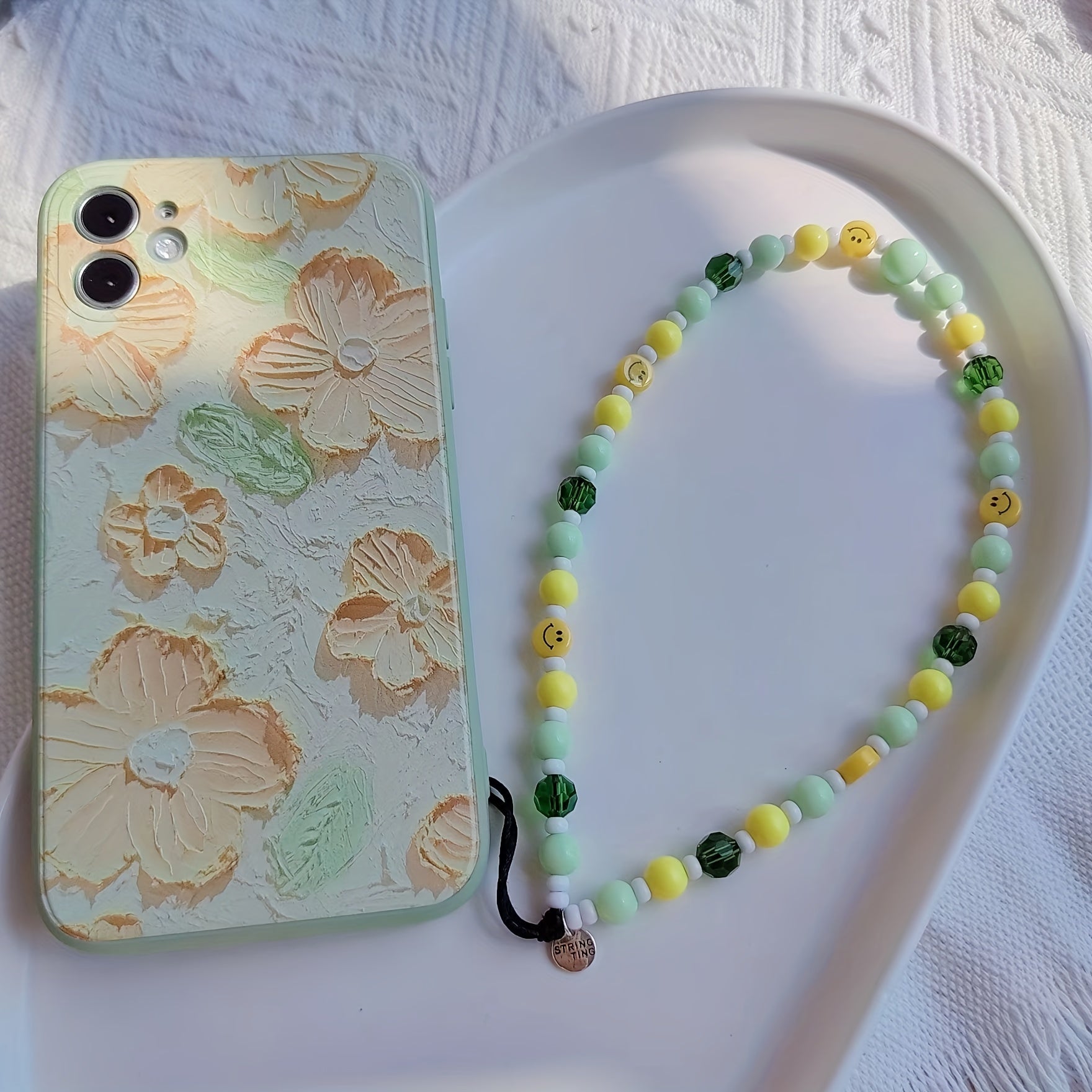 Beaded Phone Lanyard Rhinestone Keychain Pendant Gift