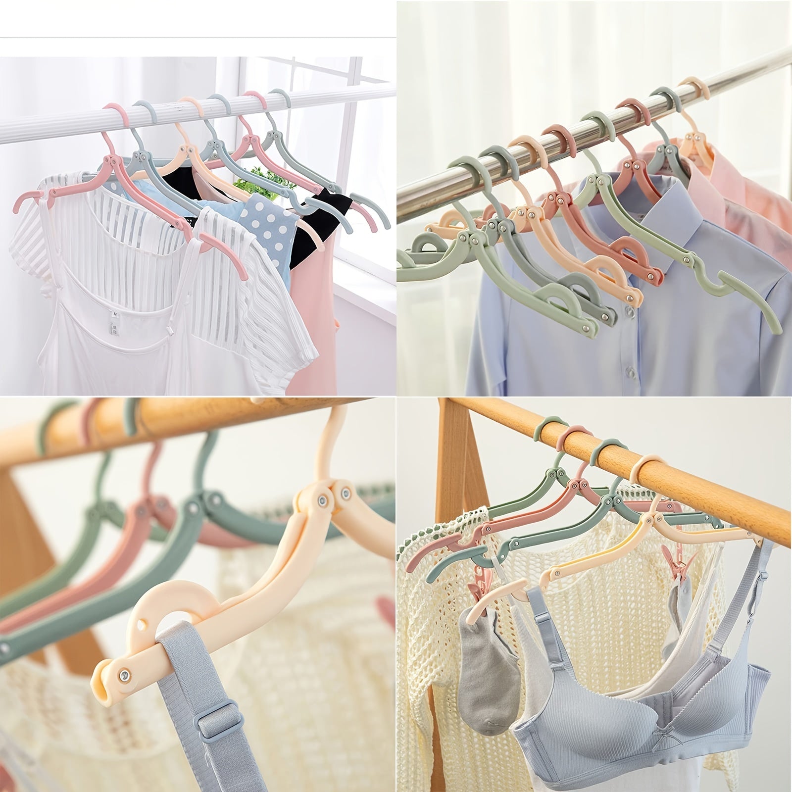 8 Pcs Foldable Travel Hangers Portable Clothes Drying Rack