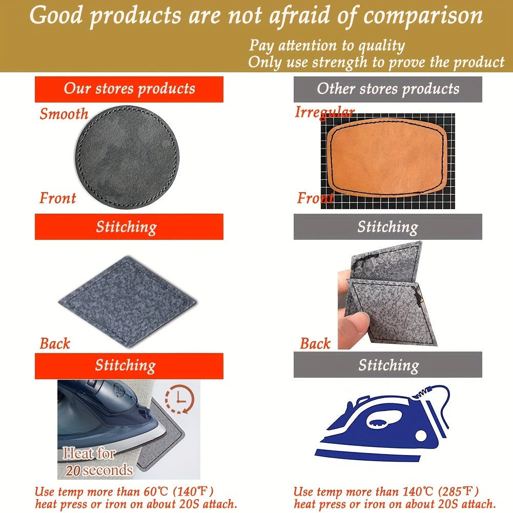 60pcs Blank Patches Laser Printing Leather Patch Iron On Sew On Repair Patch
