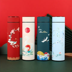 500ml Stainless Steel Vacuum Water Cup Chinese Style Insulated Bottle