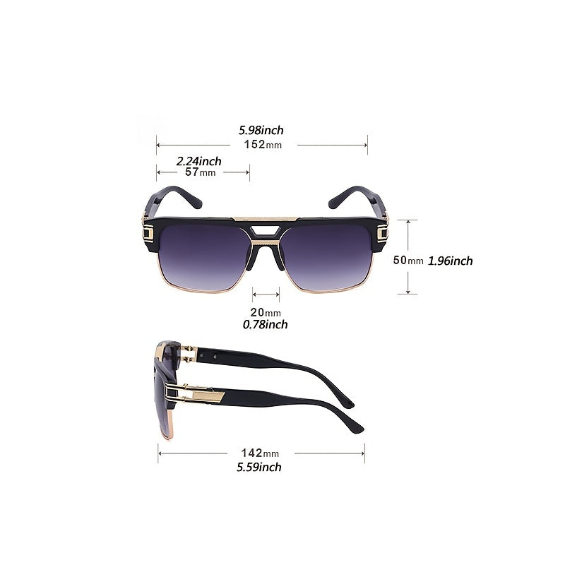 Square Frame Vintage Sunglasses Classic Metal Gradient Shades Sunglasses