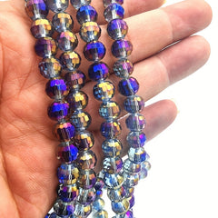 8mm Transparent Purple AB Round Glass Beads for Jewelry Making