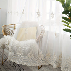 French Embroidery Sheer Curtain European Small Flower Embroidery