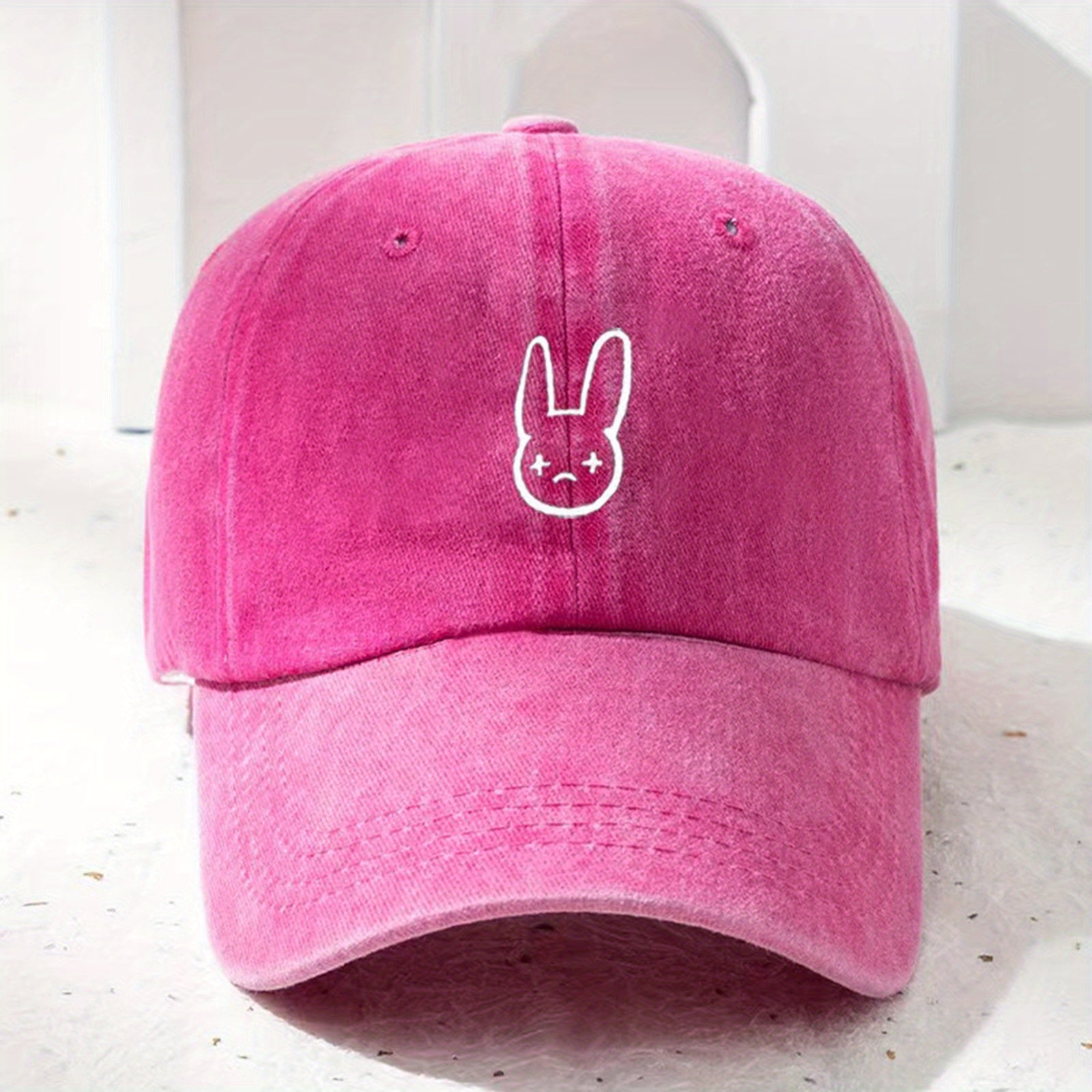 Bunny Outline Denim Baseball Cap