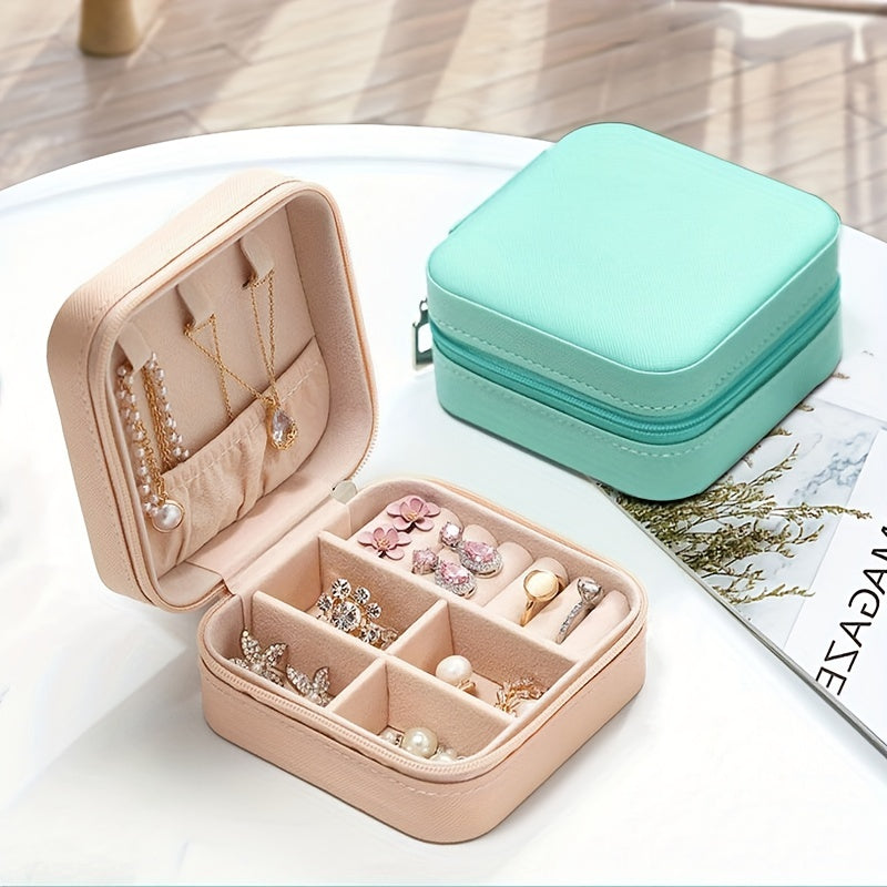 Mini Zipper Jewelry Organizer Box Small Jewelry Storage Case