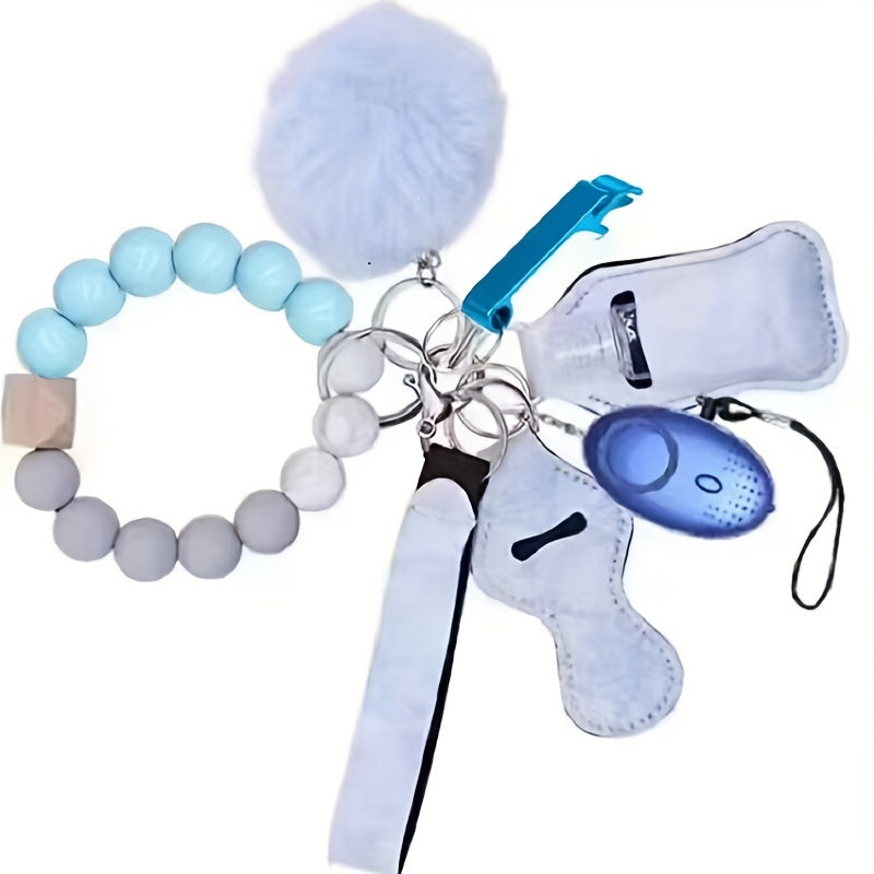 9pcs Keychain Set Beaded Keychain Bracelet Key Ring Set For Women Girls