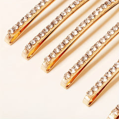 12pcs Rhinestone Decor Hair Clip Bobby Pin Non Slip Metal Hair Accessory