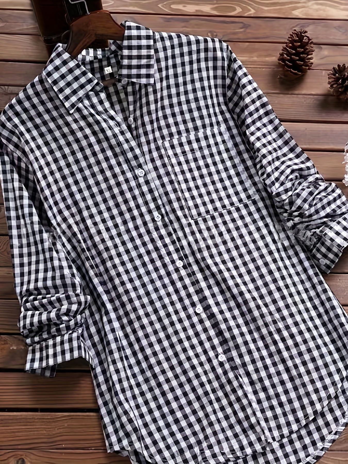  Gingham Print Long Sleeve Shirt