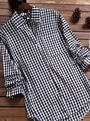  Gingham Print Long Sleeve Shirt