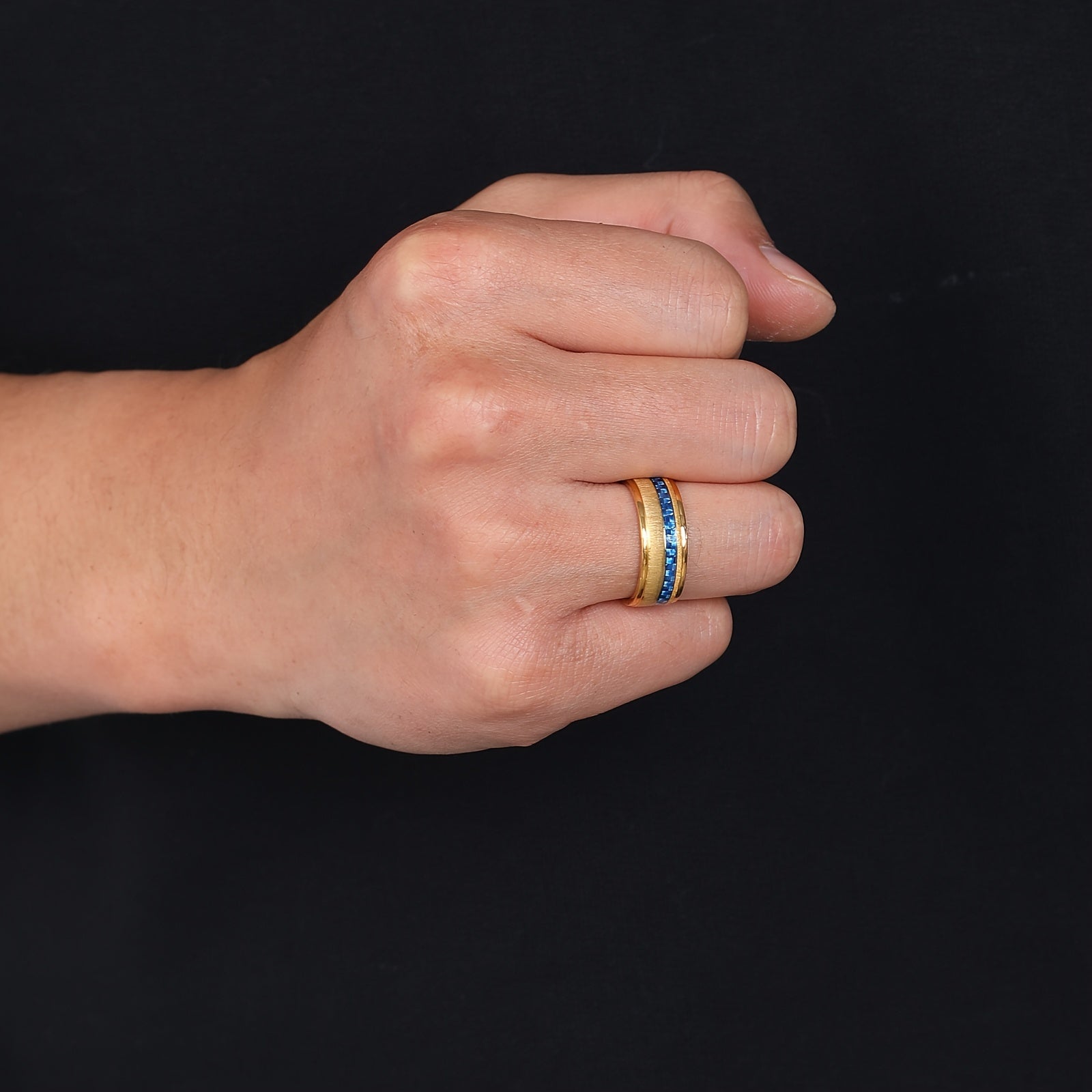 Men's Stainless Steel Sapphire Ring