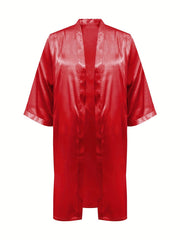  Butterfly & Letter Pattern Satin Belted Bridesmaid Robe