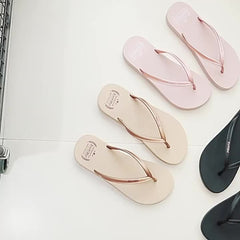 Women's Letter Print Flip Flops Casual Clip Toe Flat Summer Shoes
