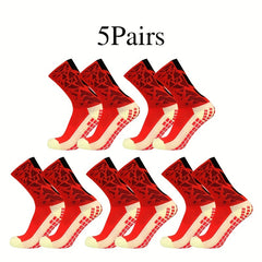 5 Pairs Camo Silicone Soccer Socks Sports Crew Socks Men Women