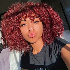 35 56 Cm Kinky Curly Wigs For Women Afro Bomb Curly Wigs With Bangs