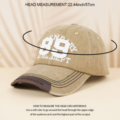 Distressed Baseball Cap with Leather Patch Embroidery