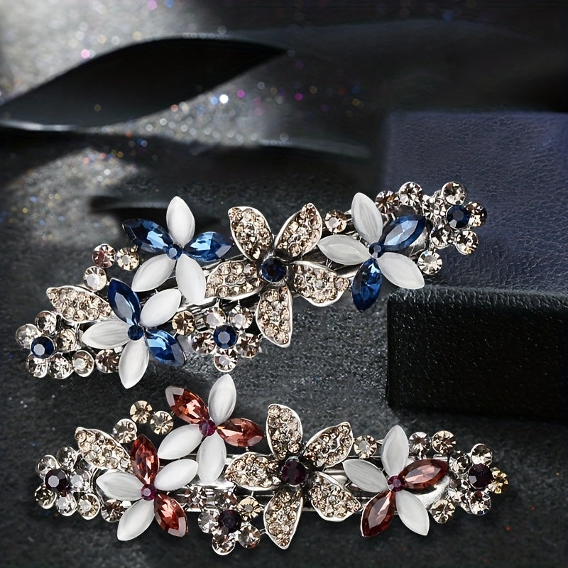 Rhinestone Flower Hair Clip French Barrette Hair Accessories