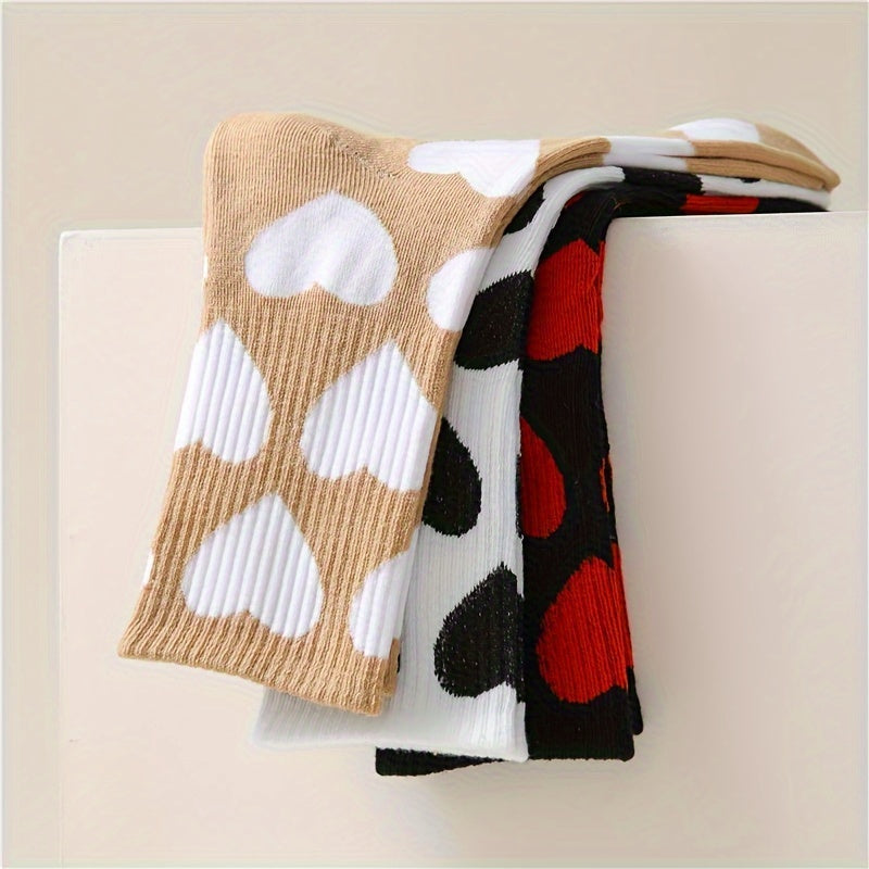 5 Pairs Heart Print Socks Mid Tube Women's Stockings