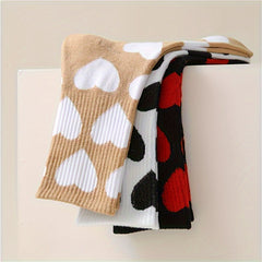 5 Pairs Heart Print Socks Mid Tube Women's Stockings